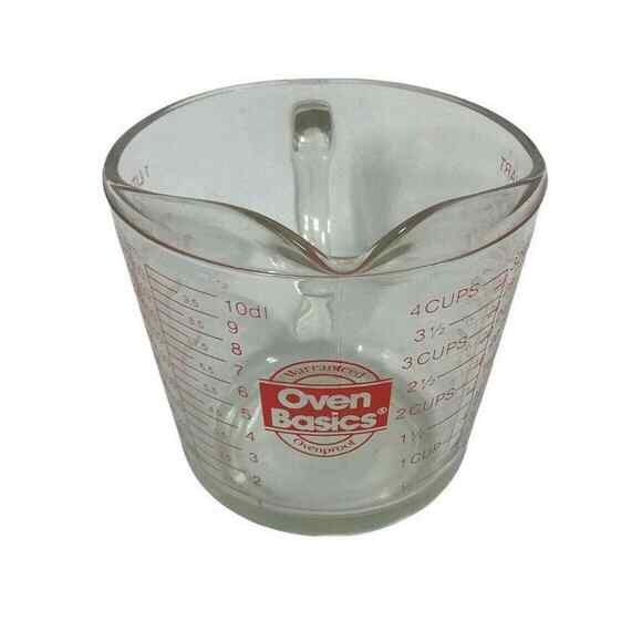 Vintage Anchor Hocking‎ Large Measuring Cup 4 Cup 32 oz. Glass Open Handle - Picture 1 of 6